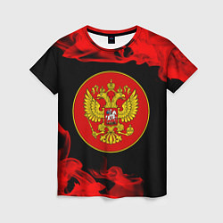 Женская футболка RUSSIA - ГЕРБ - Пламя