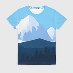 Футболка женская Горы, лес, канатная дорога, цвет: 3D-принт