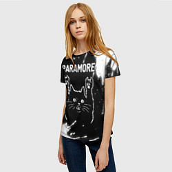 Футболка женская Группа Paramore и Рок Кот, цвет: 3D-принт — фото 2