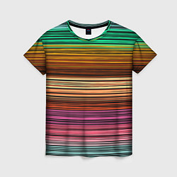 Футболка женская Multicolored thin stripes Разноцветные полосы, цвет: 3D-принт