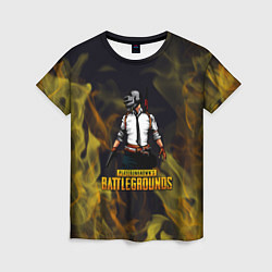 Женская футболка PlayerUnknowns Battlegrounds жёлтое пламя