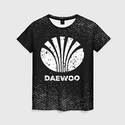Футболка женская Daewoo с потертостями на темном фоне, цвет: 3D-принт