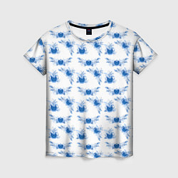 Футболка женская Blue floral pattern, цвет: 3D-принт