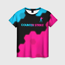 Футболка женская Counter Strike - neon gradient: символ сверху, цвет: 3D-принт