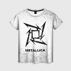 Футболка женская Metallica с потертостями на светлом фоне, цвет: 3D-принт