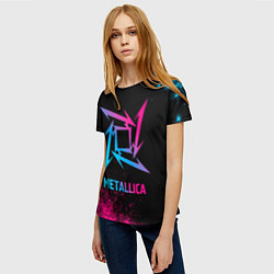 Футболка женская Metallica - neon gradient, цвет: 3D-принт — фото 2