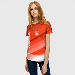 Футболка женская Хонда - Красно-белая абстракция, цвет: 3D-принт — фото 2