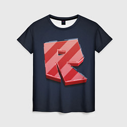 Футболка женская Roblox red - Роблокс полосатый логотип, цвет: 3D-принт