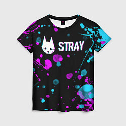 Футболка женская Stray - кляксы - неон, цвет: 3D-принт