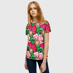 Футболка женская Калейдоскоп из листьев, цвет: 3D-принт — фото 2