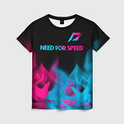 Футболка женская Need for Speed - neon gradient: символ сверху, цвет: 3D-принт