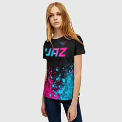 Футболка женская UAZ - neon gradient: символ сверху, цвет: 3D-принт — фото 2