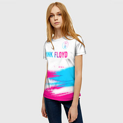 Футболка женская Pink Floyd neon gradient style: символ сверху, цвет: 3D-принт — фото 2