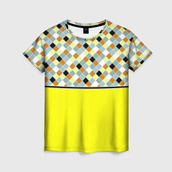 Футболка женская Желтый неоновый комбинированный узор, цвет: 3D-принт