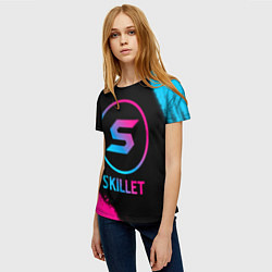 Футболка женская Skillet - neon gradient, цвет: 3D-принт — фото 2