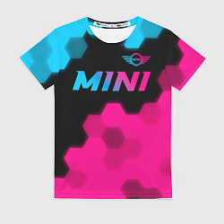 Футболка женская Mini - neon gradient: символ сверху, цвет: 3D-принт