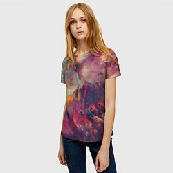 Футболка женская Множество красок - Розовый, красный, жёлтый, цвет: 3D-принт — фото 2
