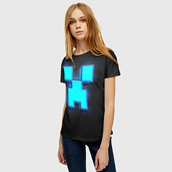 Футболка женская Minecraft Creeper - neon, цвет: 3D-принт — фото 2