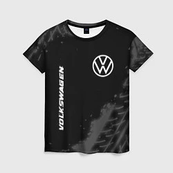 Футболка женская Volkswagen speed на темном фоне со следами шин: на, цвет: 3D-принт