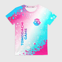 Футболка женская Tomodachi Game neon gradient style: надпись, симво, цвет: 3D-принт