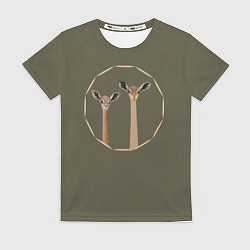 Женская футболка Пара жирафовых газелей геренук