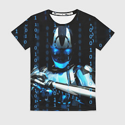 Футболка женская Киборг с бинарным кодом, цвет: 3D-принт