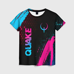 Футболка женская Quake - neon gradient: надпись, символ, цвет: 3D-принт
