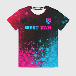 Футболка женская West Ham - neon gradient: символ сверху, цвет: 3D-принт
