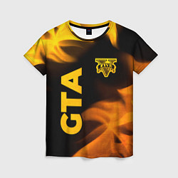 Футболка женская GTA - gold gradient: надпись, символ, цвет: 3D-принт