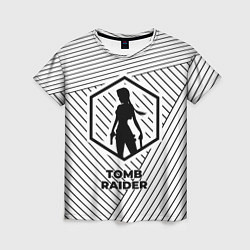 Футболка женская Символ Tomb Raider на светлом фоне с полосами, цвет: 3D-принт