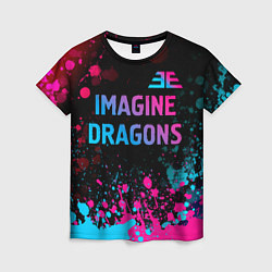 Футболка женская Imagine Dragons - neon gradient: символ сверху, цвет: 3D-принт