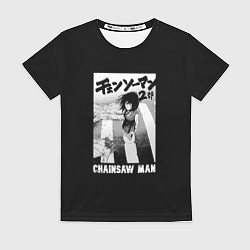 Женская футболка Человек-бензопила Аса Митака манга