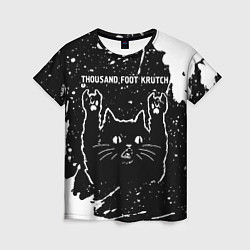 Футболка женская Группа Thousand Foot Krutch и рок кот, цвет: 3D-принт