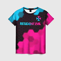 Футболка женская Resident Evil - neon gradient: символ сверху, цвет: 3D-принт