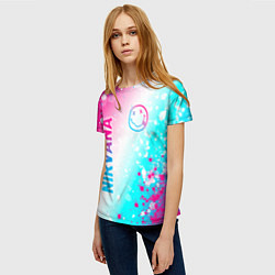 Футболка женская Nirvana neon gradient style: надпись, символ, цвет: 3D-принт — фото 2