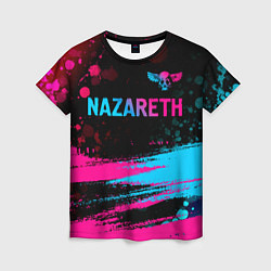 Женская футболка Nazareth - neon gradient: символ сверху