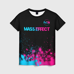 Футболка женская Mass Effect - neon gradient: символ сверху, цвет: 3D-принт