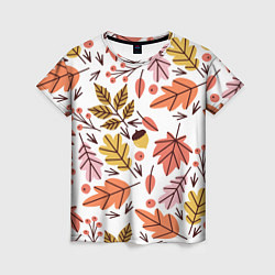Футболка женская Осенний паттерн - листья, цвет: 3D-принт