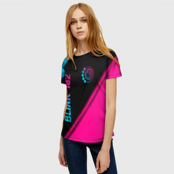 Футболка женская Blink 182 - neon gradient: надпись, символ, цвет: 3D-принт — фото 2