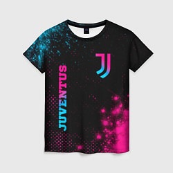Футболка женская Juventus - neon gradient: надпись, символ, цвет: 3D-принт