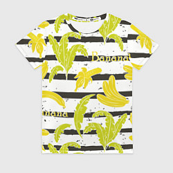 Футболка женская Бананы на чёрно-белом фоне, цвет: 3D-принт