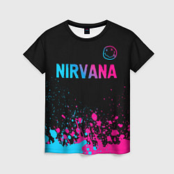 Футболка женская Nirvana - neon gradient: символ сверху, цвет: 3D-принт