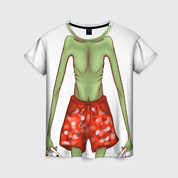 Футболка женская Пришелец на земле с покупками, цвет: 3D-принт