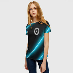 Футболка женская Mercedes неоновые лампы, цвет: 3D-принт — фото 2