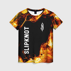 Футболка женская Slipknot и пылающий огонь, цвет: 3D-принт