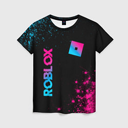 Футболка женская Roblox - neon gradient: надпись, символ, цвет: 3D-принт