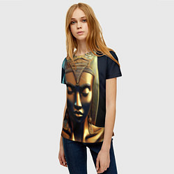 Футболка женская Нейросеть - золотая статуя египетской царицы, цвет: 3D-принт — фото 2