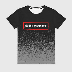 Футболка женская Фигурист - в красной рамке на темном, цвет: 3D-принт