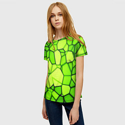Футболка женская Неоновые салатовые осколки, цвет: 3D-принт — фото 2