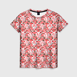 Женская футболка Маски лисиц кицунэ и цветущая камелия
